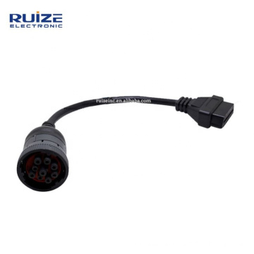 J1939 9PIN Female To 16PIN Female OBD2 Extension Connector Cable 9Pin to OBD2 16Pin Diagnostic Tool for Truck